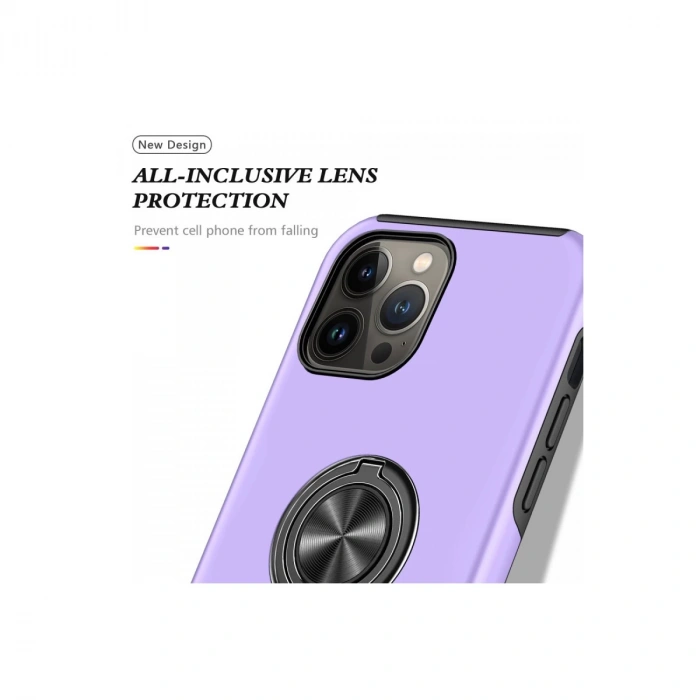 İphone 13 Pro Max Kılıf Elit Yüzüklü Kapak - Mor