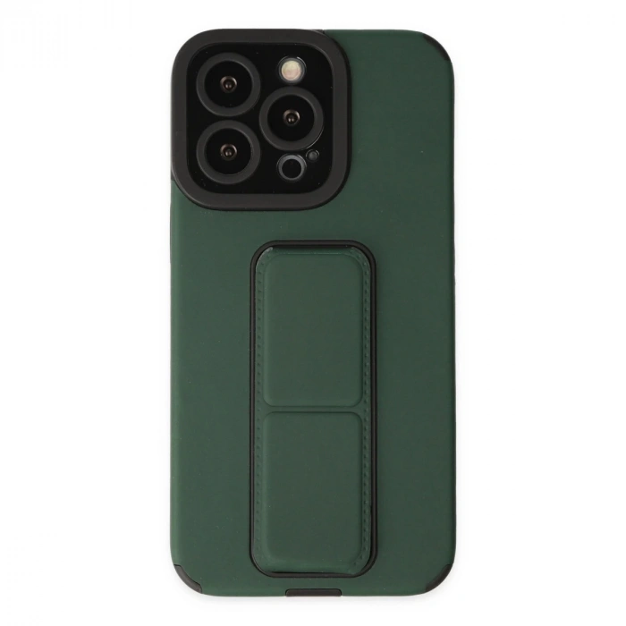 İphone 13 Pro Max Kılıf Mega Standlı Silikon - Yeşil