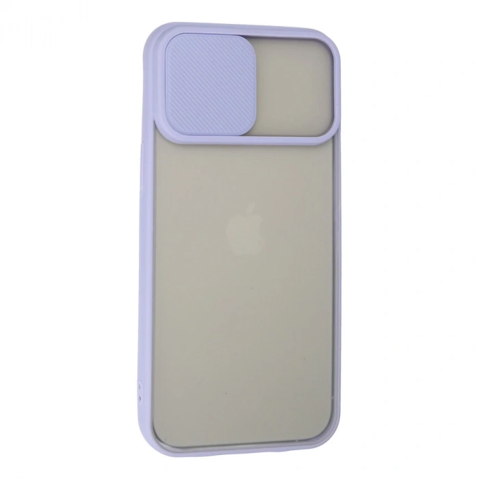 İphone 13 Pro Max Kılıf Palm Buzlu Kamera Sürgülü Silikon - Lila