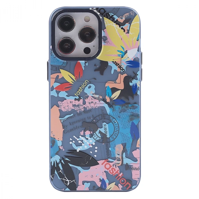 İphone 13 Pro Max Kılıf Prada Desenli Kapak - Prada Pembe - 1