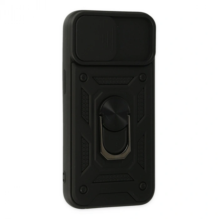 İphone 14 Kılıf Pars Lens Yüzüklü Silikon - Siyah