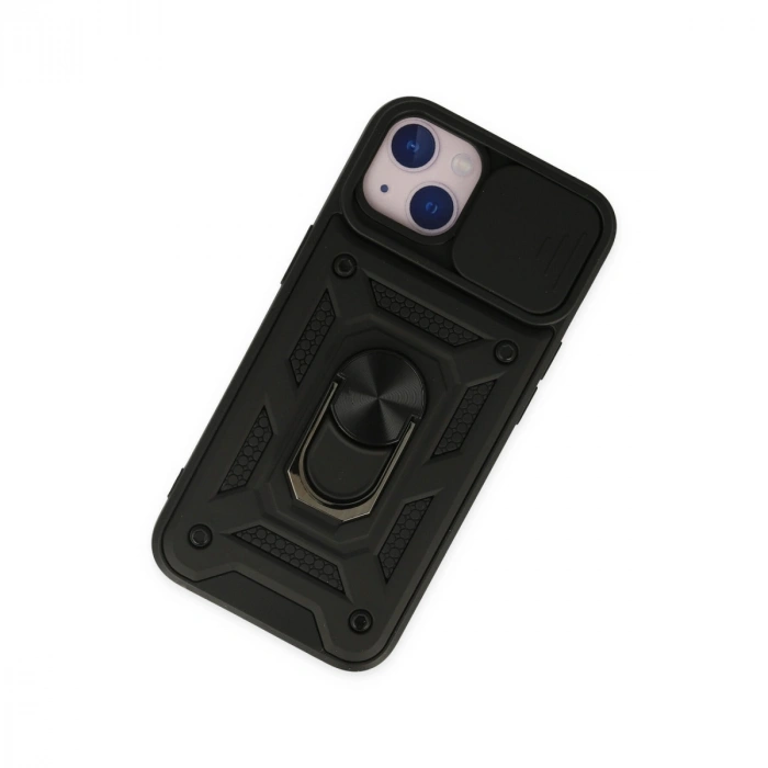 İphone 14 Kılıf Pars Lens Yüzüklü Silikon - Siyah