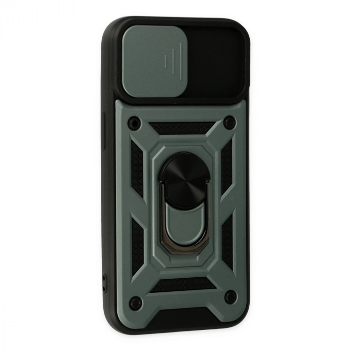 İphone 14 Kılıf Pars Lens Yüzüklü Silikon - Yeşil