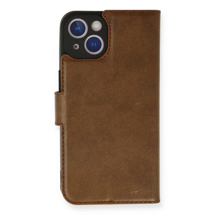 İphone 14 Kılıf Trend S Plus Kapaklı Kılıf - Taba