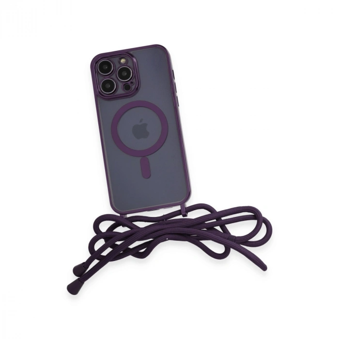 İphone 14 Pro Kılıf Divo Lazer Askılı Magsafe Kapak - Derin Mor