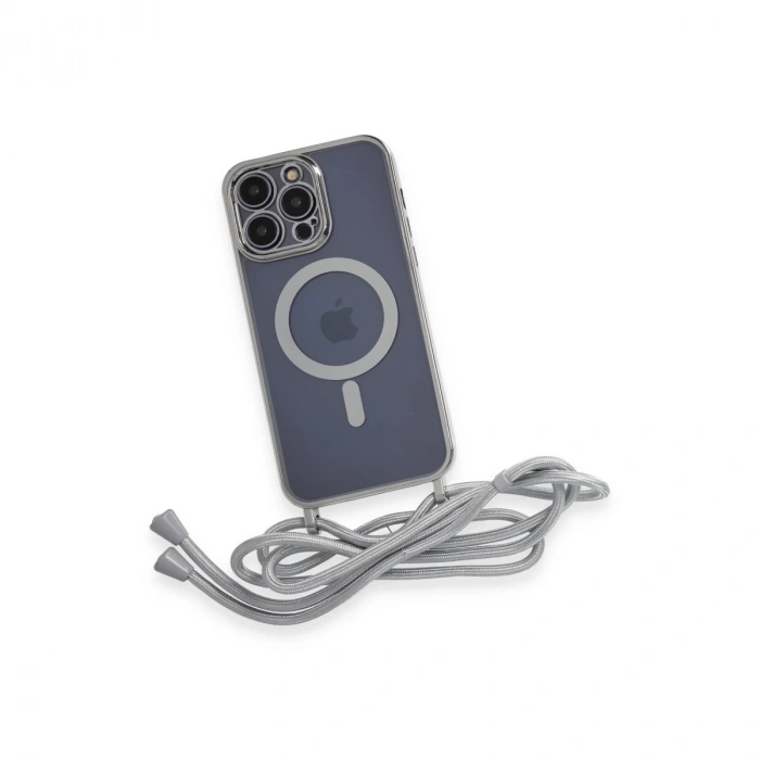 İphone 14 Pro Kılıf Divo Lazer Askılı Magsafe Kapak - Gümüş