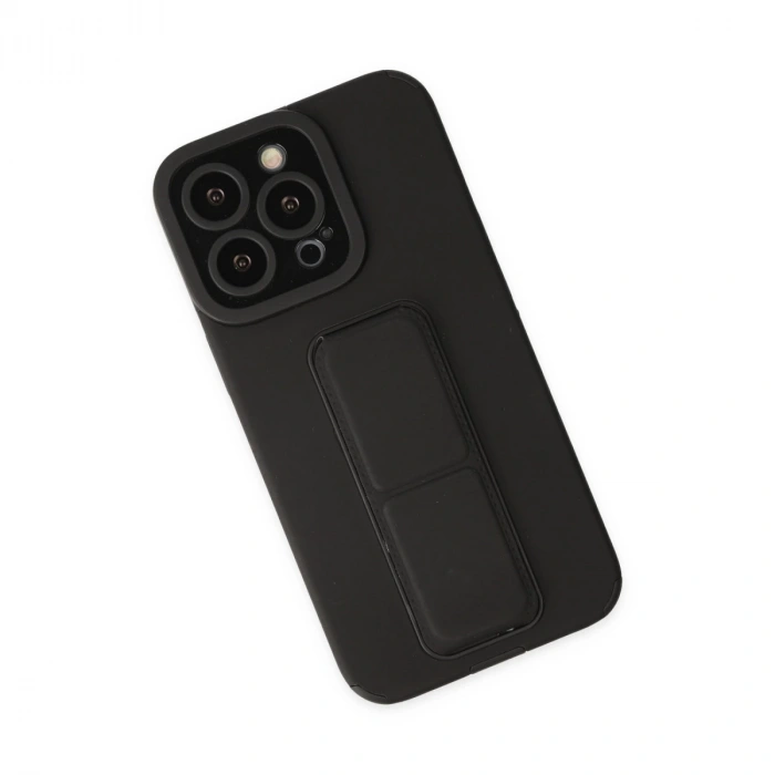 İphone 14 Pro Kılıf Mega Standlı Silikon - Siyah
