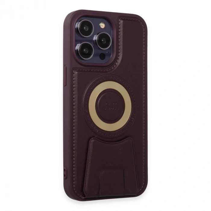 İphone 14 Pro Kılıf Merkür Magneticsafe Standlı Kapak - Derin Mor