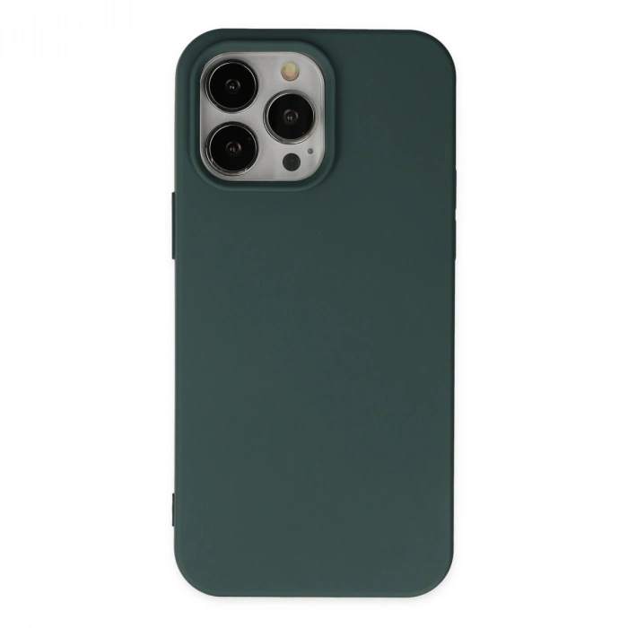 İphone 14 Pro Kılıf Nano İçi Kadife Silikon - Koyu Yeşil