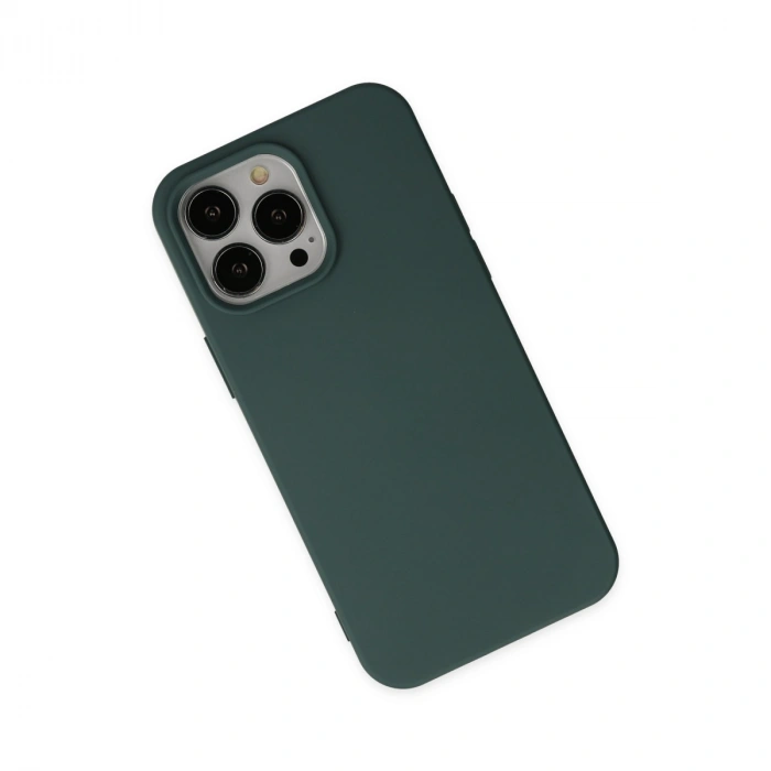 İphone 14 Pro Kılıf Nano İçi Kadife Silikon - Koyu Yeşil