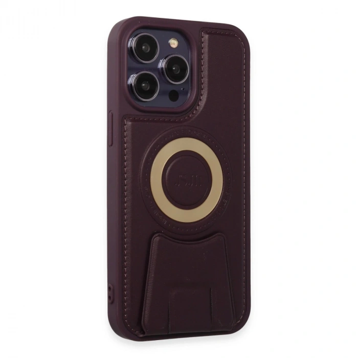 İphone 14 Pro Max Kılıf Merkür Magneticsafe Standlı Kapak - Derin Mor