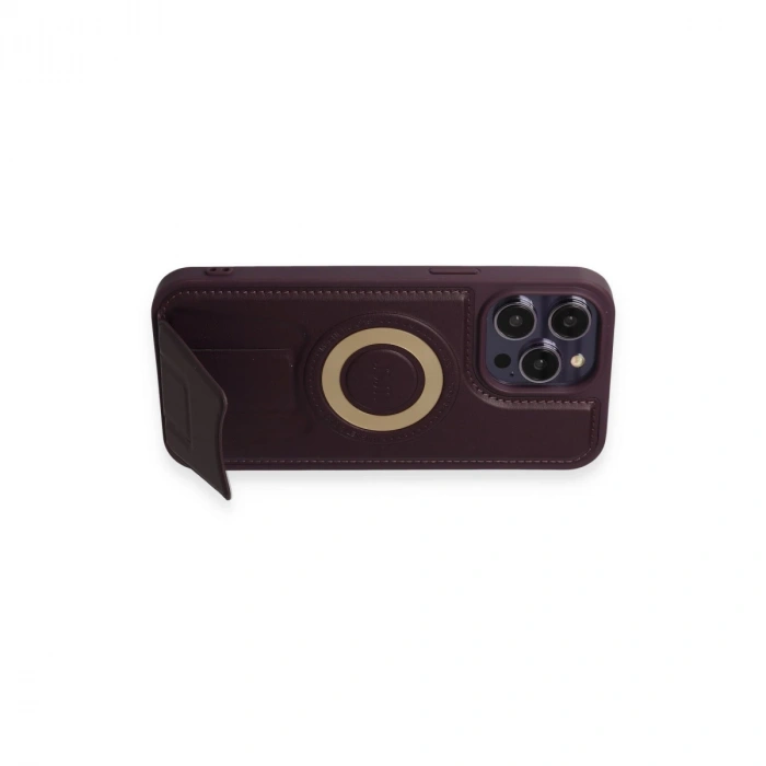 İphone 14 Pro Max Kılıf Merkür Magneticsafe Standlı Kapak - Derin Mor