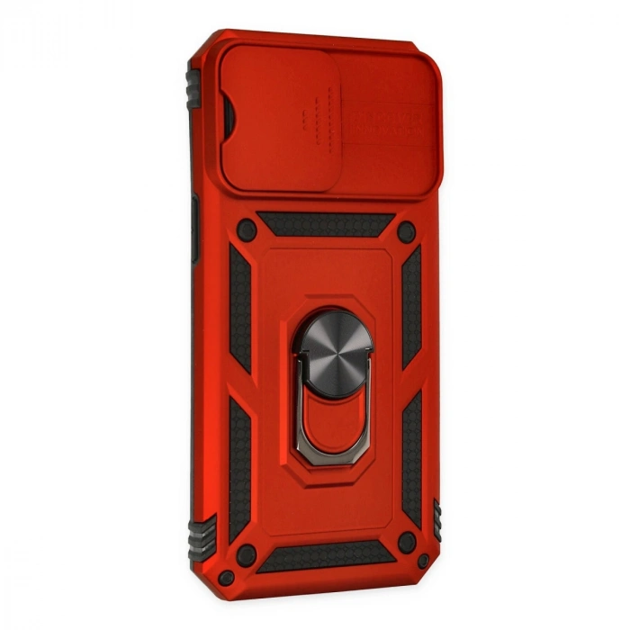 İphone 14 Pro Max Kılıf Pars Lens Yüzüklü Silikon - Kırmızı