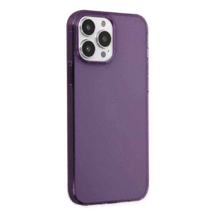 İphone 14 Pro Max Kılıf Pc Sert Şeffaf Kapak - Mor