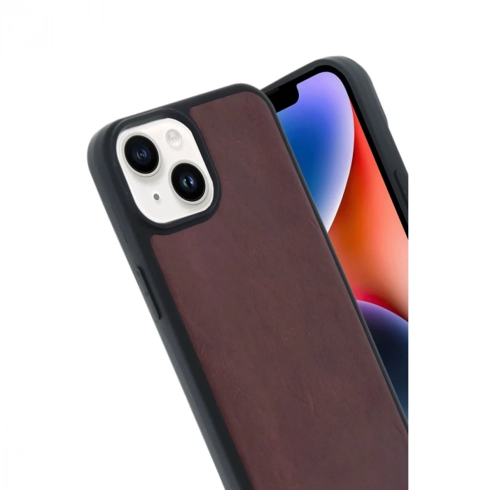 İphone 15 Kılıf Aras Deri Kapak - Bordo