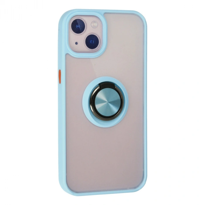 İphone 15 Kılıf Montreal Yüzüklü Silikon Kapak - Buz Mavi