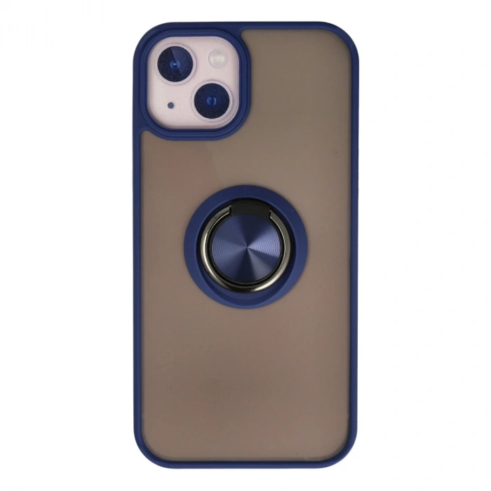 İphone 15 Kılıf Montreal Yüzüklü Silikon Kapak - Lacivert