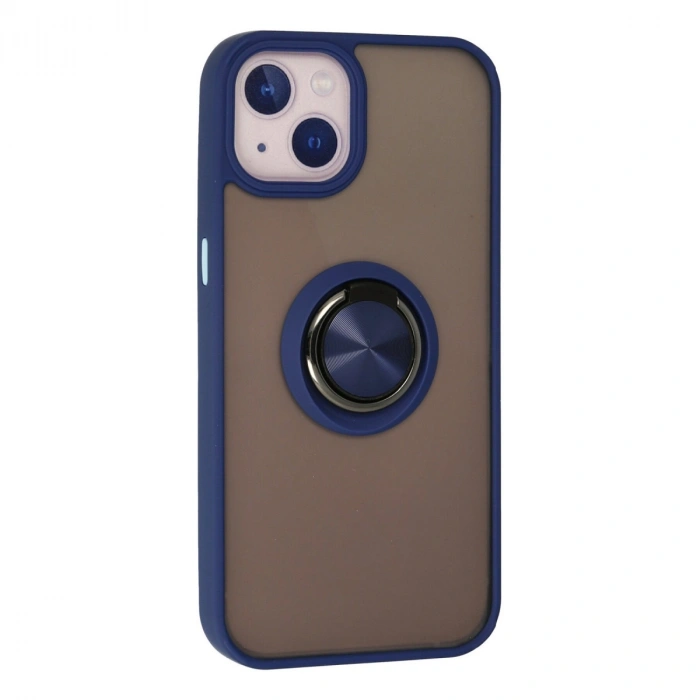 İphone 15 Kılıf Montreal Yüzüklü Silikon Kapak - Lacivert