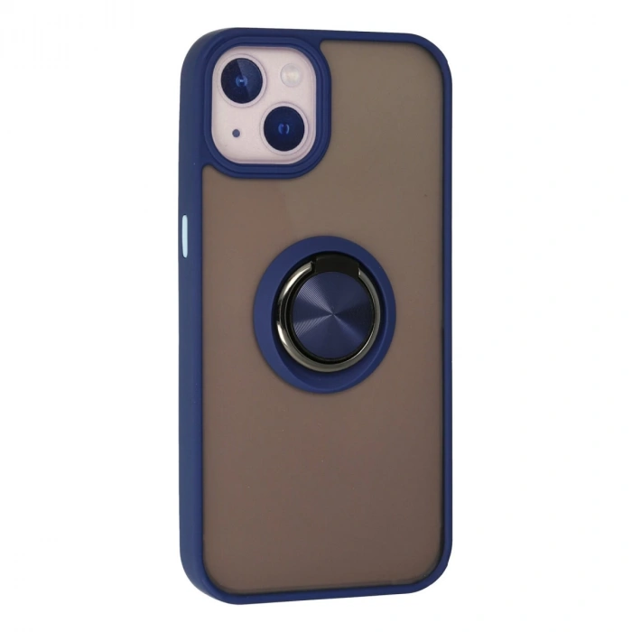 İphone 15 Kılıf Montreal Yüzüklü Silikon Kapak - Lacivert