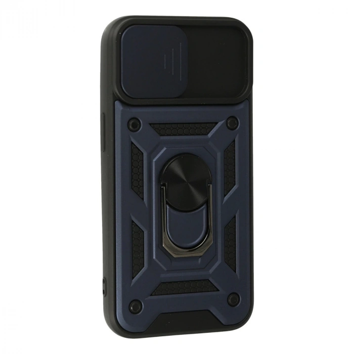 İphone 15 Kılıf Pars Lens Yüzüklü Silikon - Lacivert