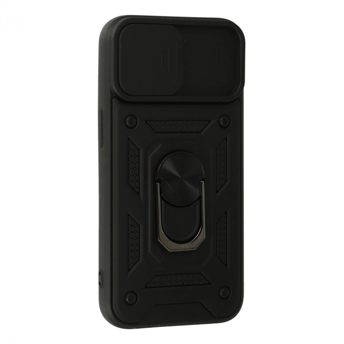 İphone 15 Kılıf Pars Lens Yüzüklü Silikon - Siyah