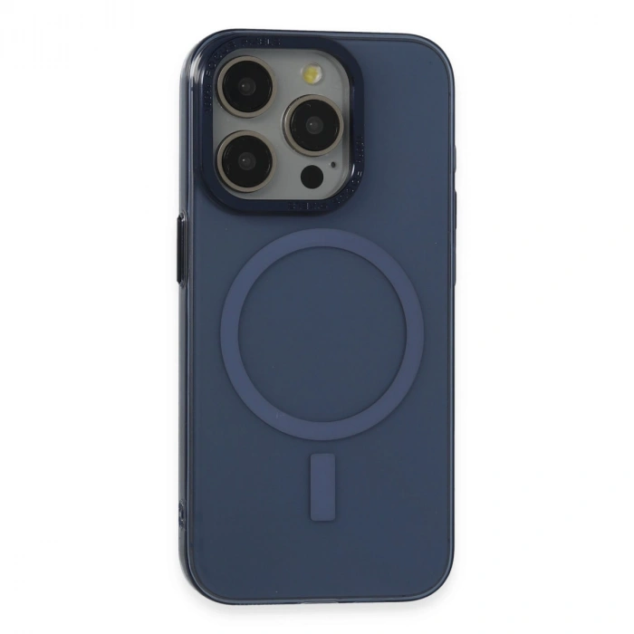 İphone 15 Pro Kılıf Anka Pc Magneticsafe Sert Metal Kapak - Lacivert