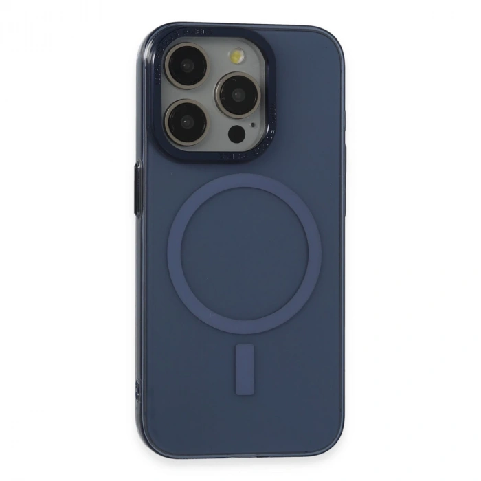 İphone 15 Pro Max Kılıf Anka Pc Magneticsafe Sert Metal Kapak - Lacivert