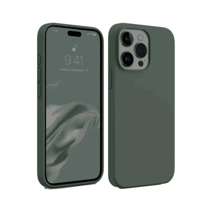 İphone 15 Pro Max Kılıf First Silikon - Koyu Yeşil