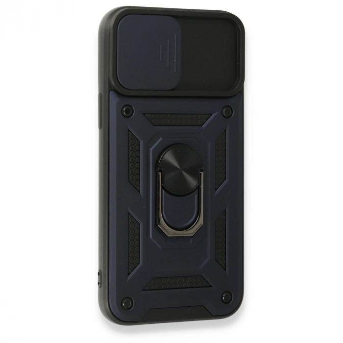 İphone 15 Pro Max Kılıf Pars Lens Yüzüklü Silikon - Lacivert