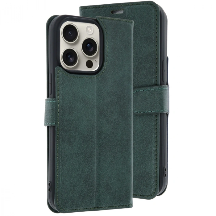 İphone 15 Pro Max Kılıf Trend S Plus Kapaklı Kılıf - Koyu Yeşil