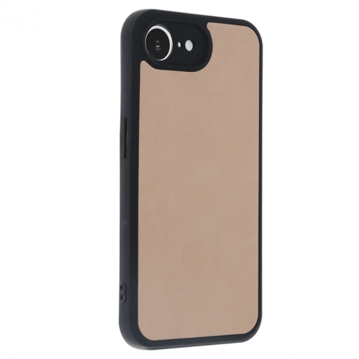 İphone 16e Kılıf Aras Deri Kapak - Pudra