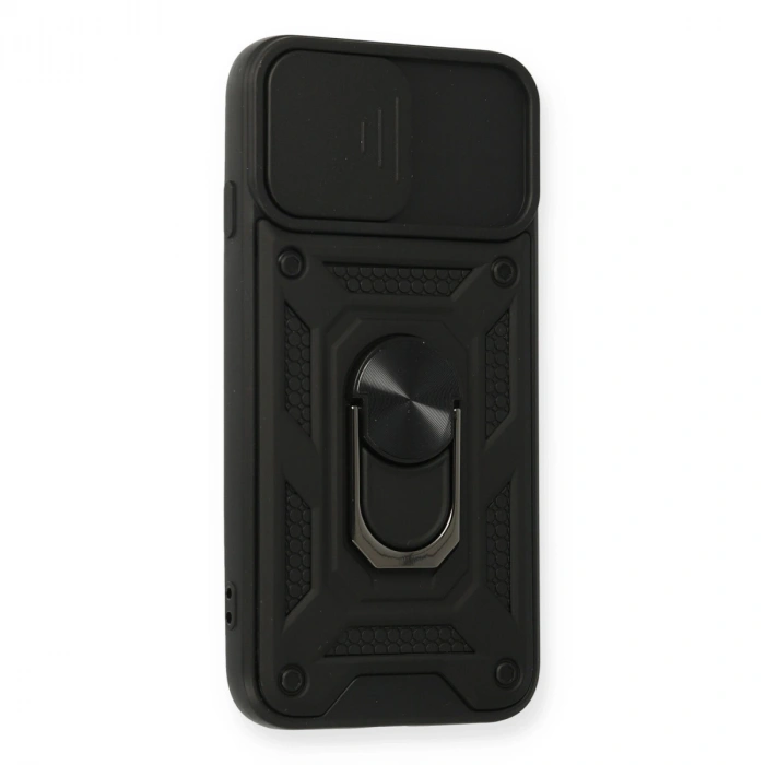 İphone 6 Kılıf Pars Lens Yüzüklü Silikon - Siyah