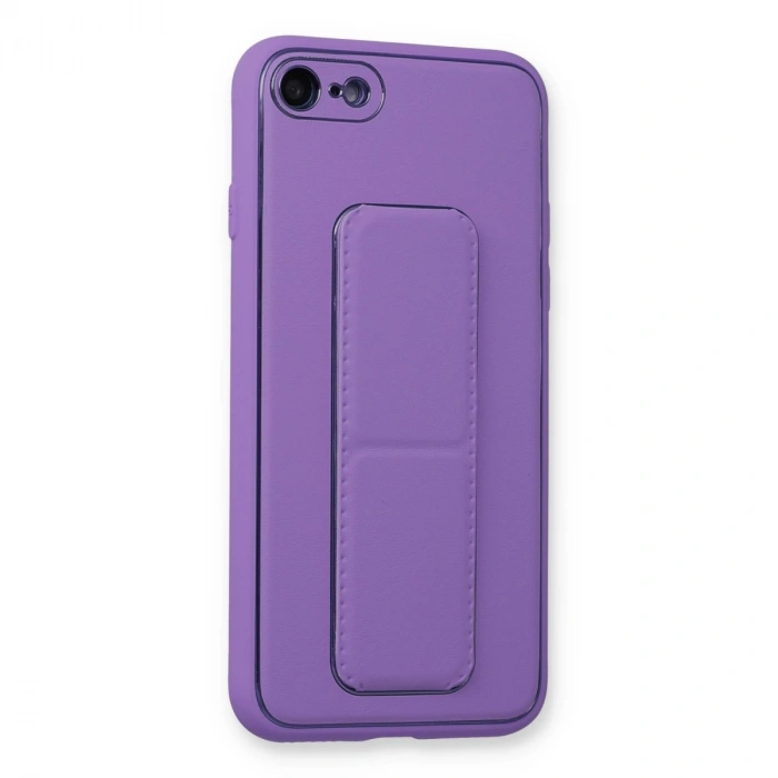 İphone 7 Kılıf Coco Deri Standlı Kapak - Koyu Lila