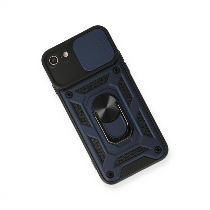 İphone 7 Kılıf Pars Lens Yüzüklü Silikon - Lacivert