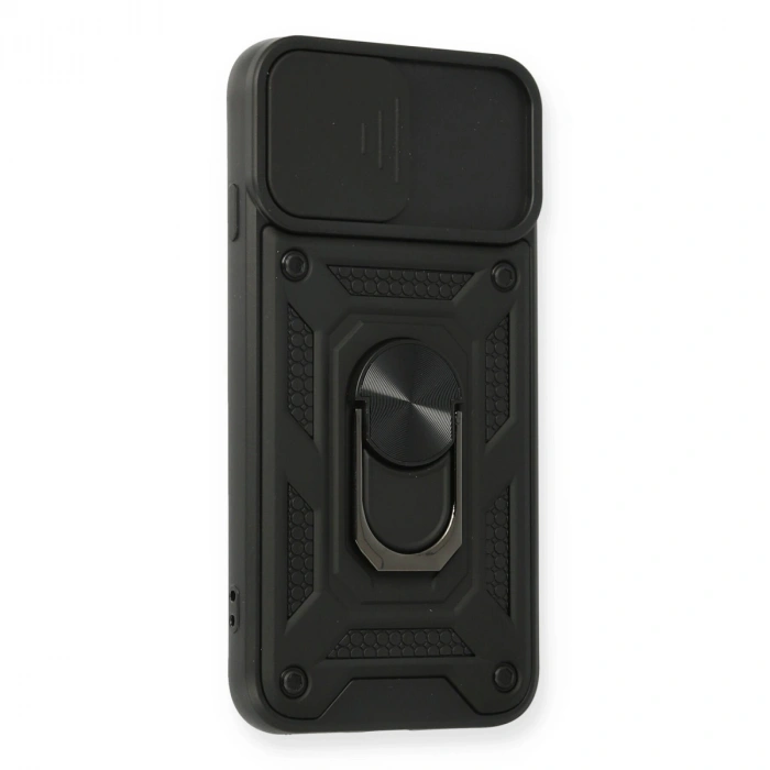 İphone 7 Kılıf Pars Lens Yüzüklü Silikon - Siyah