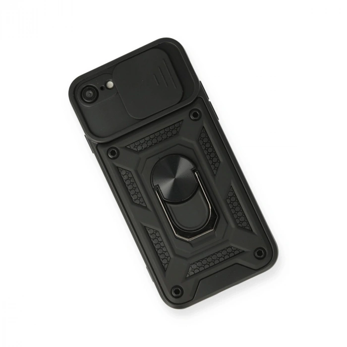 İphone 7 Kılıf Pars Lens Yüzüklü Silikon - Siyah