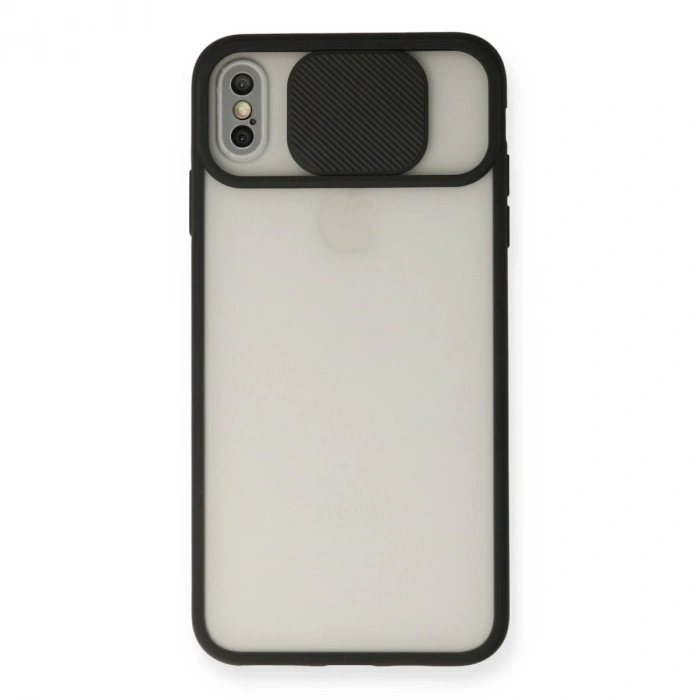 İphone X Kılıf Palm Buzlu Kamera Sürgülü Silikon - Siyah