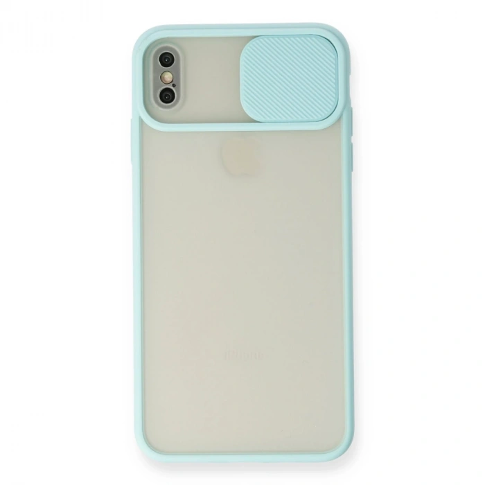 İphone Xs Max Kılıf Palm Buzlu Kamera Sürgülü Silikon - Turkuaz