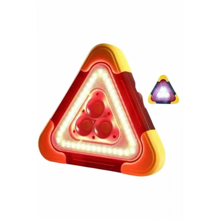 Işıklı İkaz Lambası Reflektör Şarjlı Işıklı Üçgen Led Acil Durum Feneri