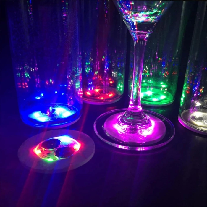 Işıklı Yapışkanlı Bardak Altı Aparatı Ledli 3 Modlu 6 Cm Çap 1 Adet