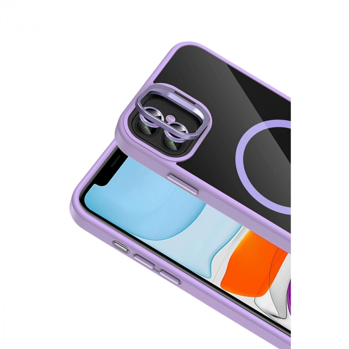 Joko Apple İphone 11 Remim Lensli Magsafe Standlı Kapak - Lila