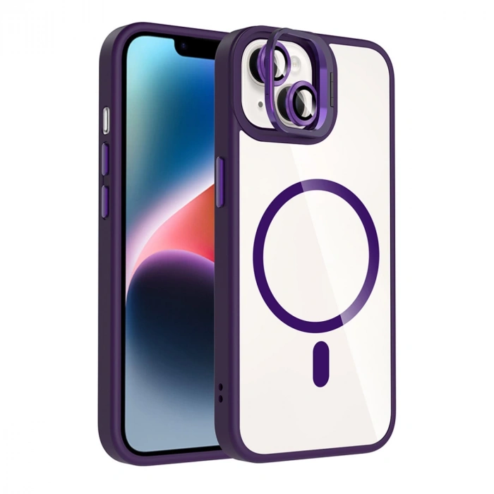 Joko Apple İphone 13 Remim Lensli Magsafe Standlı Kapak - Derin Mor