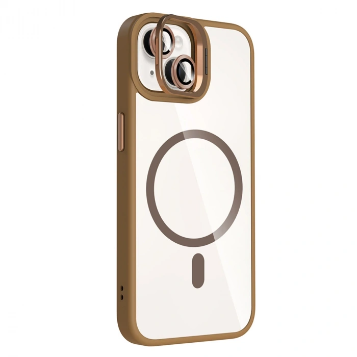 Joko Apple İphone 13 Remim Lensli Magsafe Standlı Kapak - Kahverengi