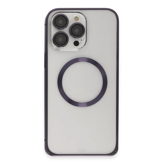 Joko Apple İphone 14 Pro Kılıf Metal Bumper Magneticsafe Kapak - Derin Mor