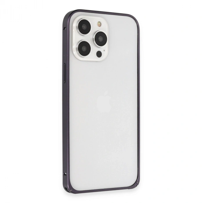 Joko Apple İphone 14 Pro Kılıf Metal Bumper Magneticsafe Kapak - Derin Mor