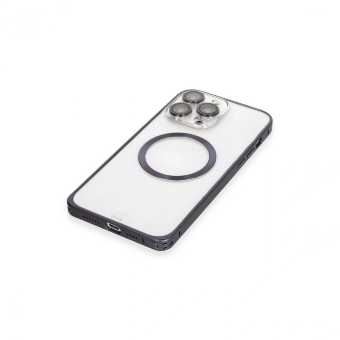 Joko Apple İphone 14 Pro Kılıf Metal Bumper Magneticsafe Kapak - Derin Mor
