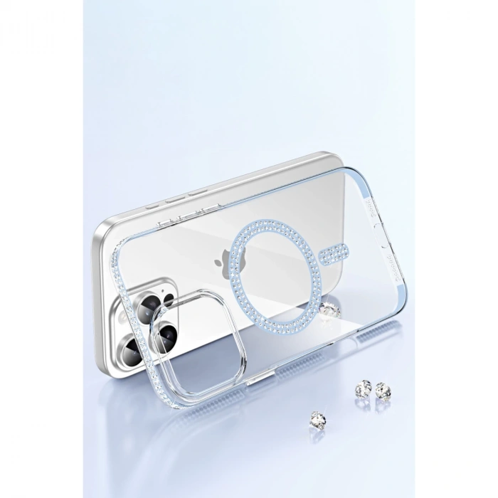 Joko Apple İphone 14 Pro Max Move Taşlı Magsafe Kapak - Gümüş