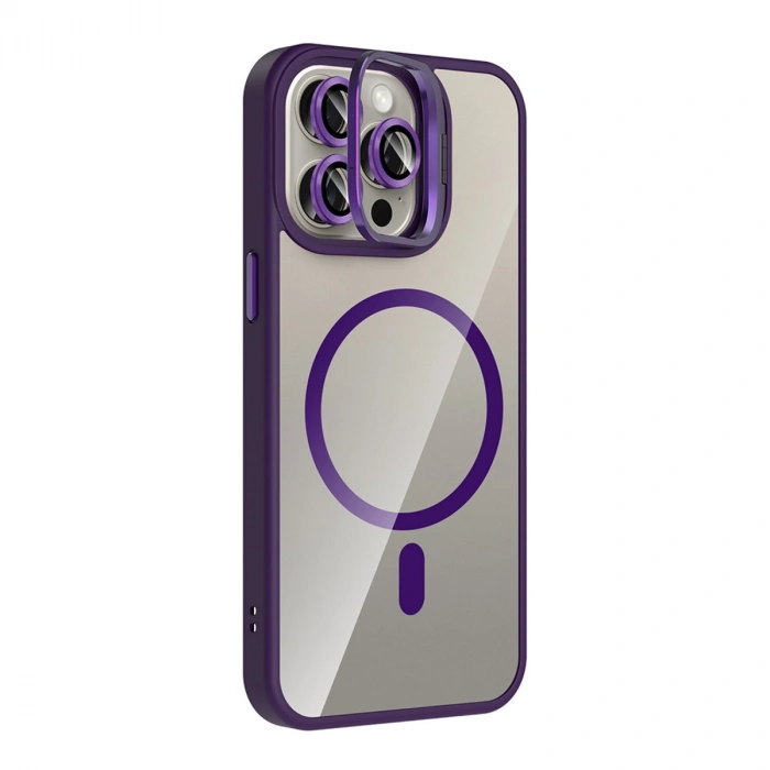 Joko Apple İphone 14 Pro Max Remim Lensli Magsafe Standlı Kapak - Derin Mor