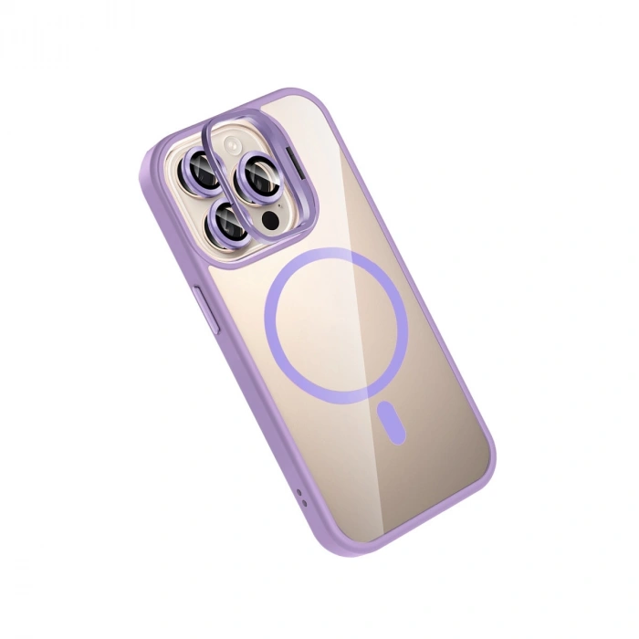Joko Apple İphone 14 Pro Max Remim Lensli Magsafe Standlı Kapak - Lila