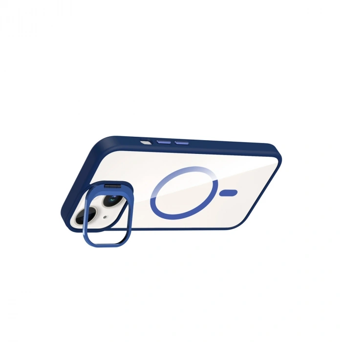 Joko Apple İphone 14 Remim Lensli Magsafe Standlı Kapak - Lacivert